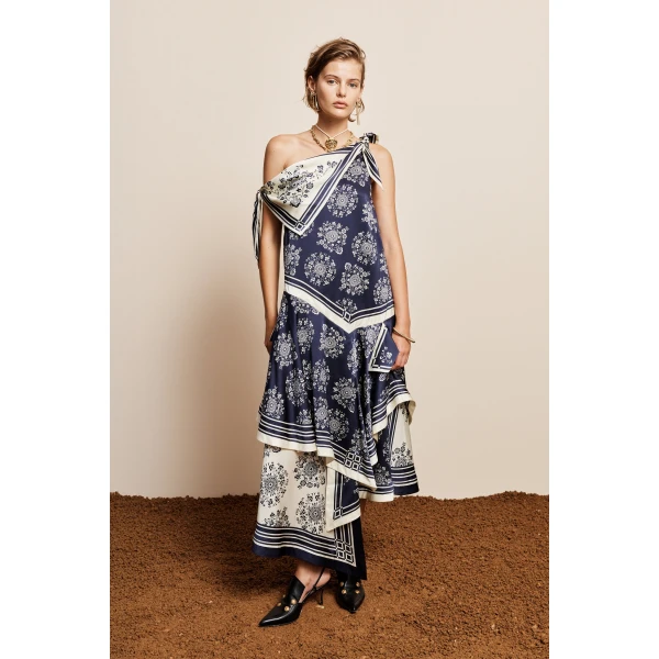 Alemais Banderra Silk Scarf Dress, view 2