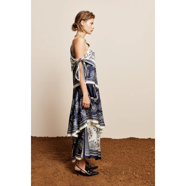 Alemais Banderra Silk Scarf Dress, view 3