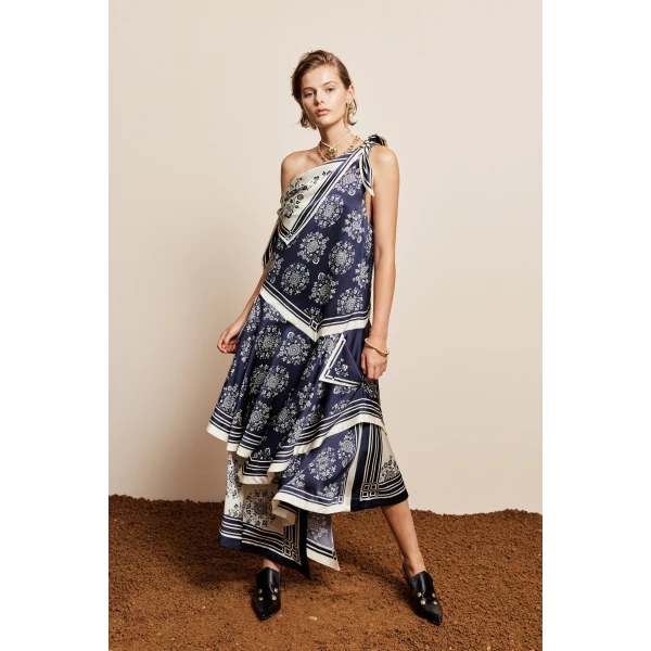 Alemais Banderra Silk Scarf Dress, view 6