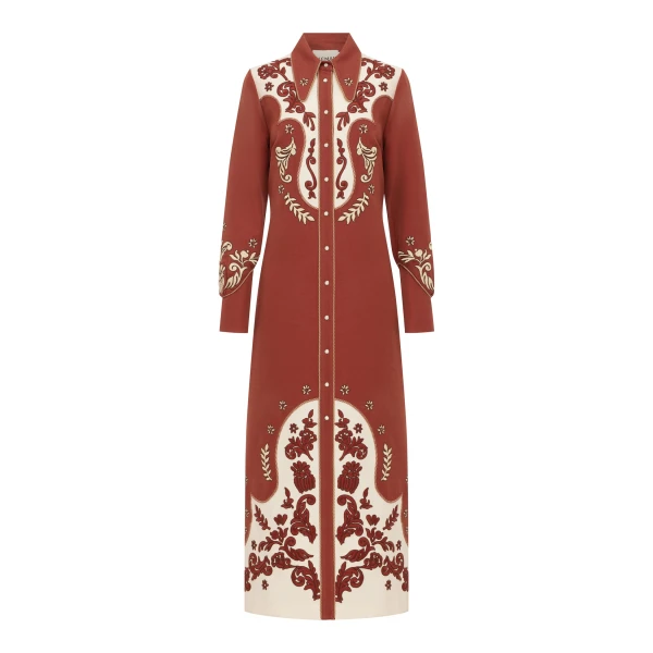 Alemais Duke Embroidered Shirtdress Dress