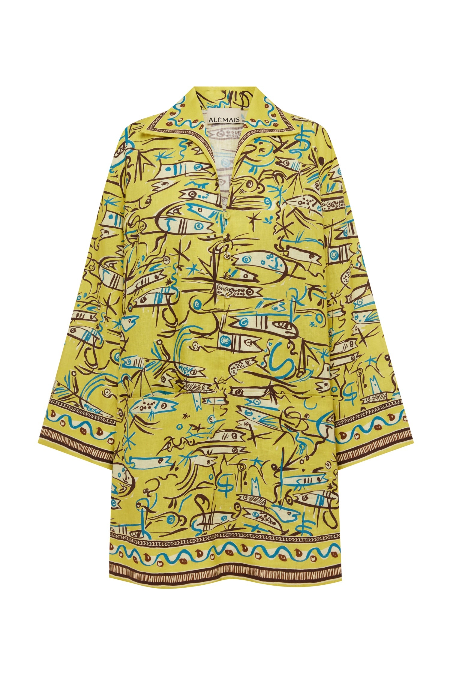 Alémais Fish Sticks Long Sleeve Mini Dress