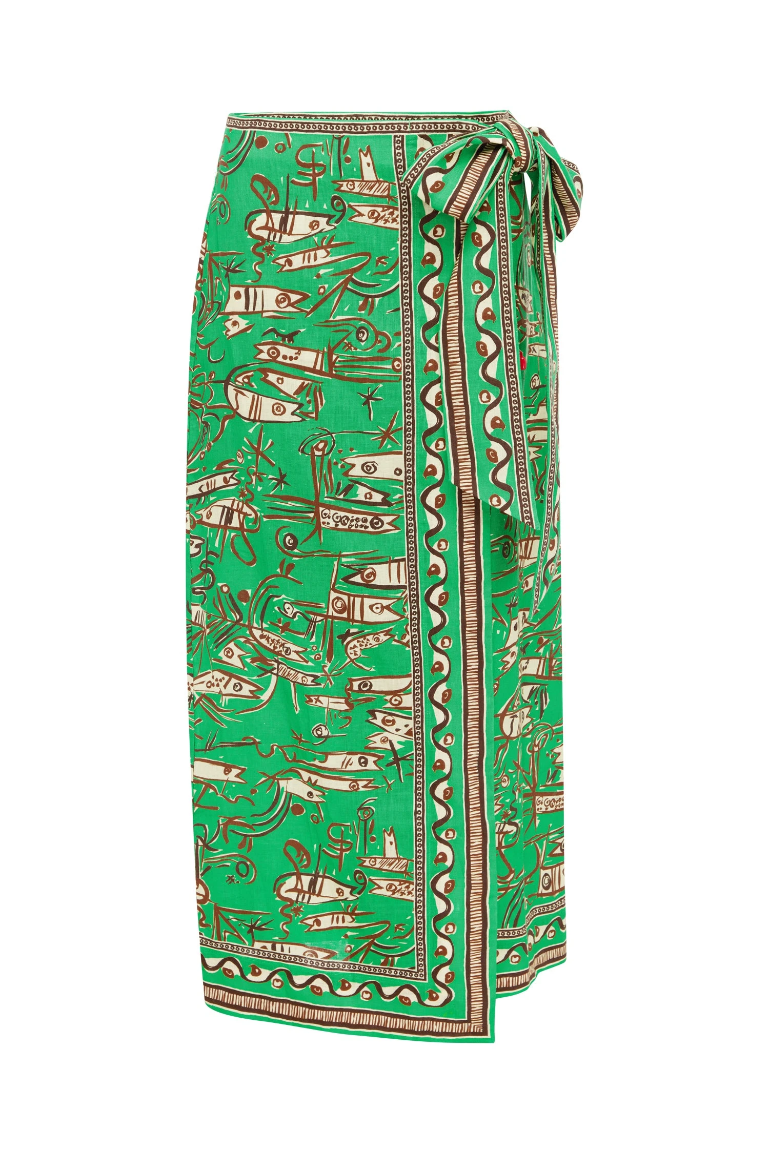 Fish Sticks Sarong Skirt by Alemais - Skirts Alemais Fish Sticks Sarong Skirt