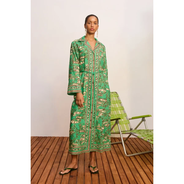 Alemais Fish Sticks Shirtdress Dress, view 6