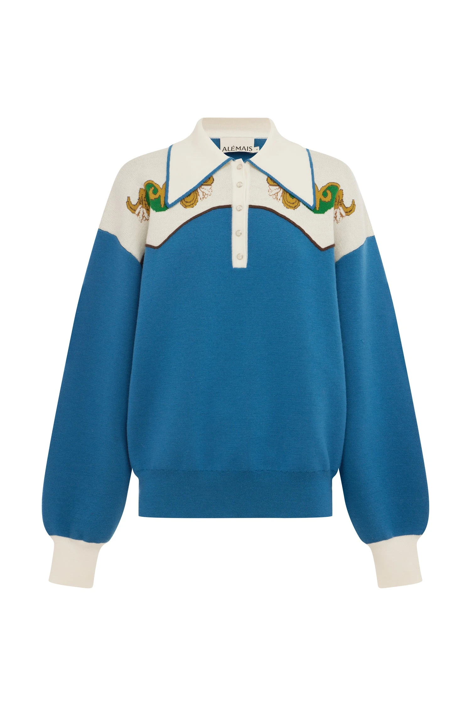 Lasso Knit Polo Azure by Alemais - Knitwear Alemais Lasso Knit Polo Azure