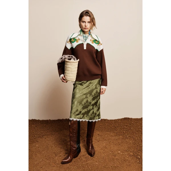 Alemais Lasso Knit Polo Chocolate, view 2