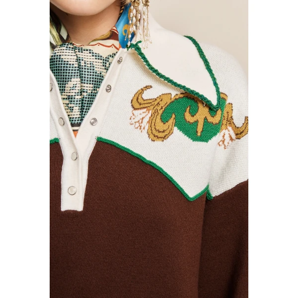 Alemais Lasso Knit Polo Chocolate, view 5