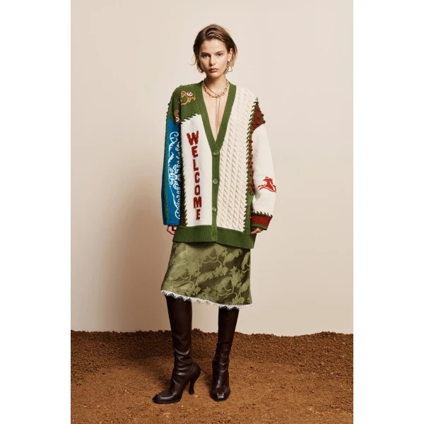 Alemais Lasso Patchwork Knit Cardigan, view 2