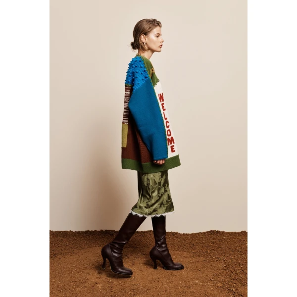 Alemais Lasso Patchwork Knit Cardigan, view 3
