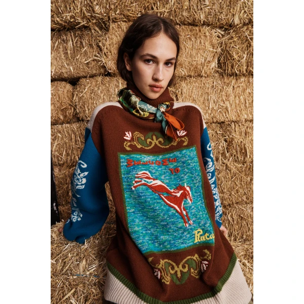 Alemais Lasso Patchwork Knit Sweater, view 6