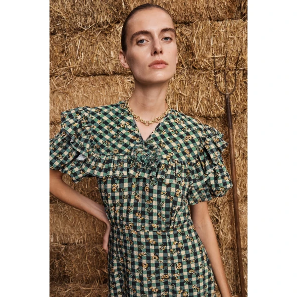 Alemais Outrider Seersucker Midi Dress, view 6