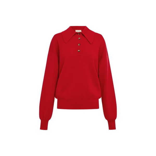 Alemais Rocky Knit Polo Cherry