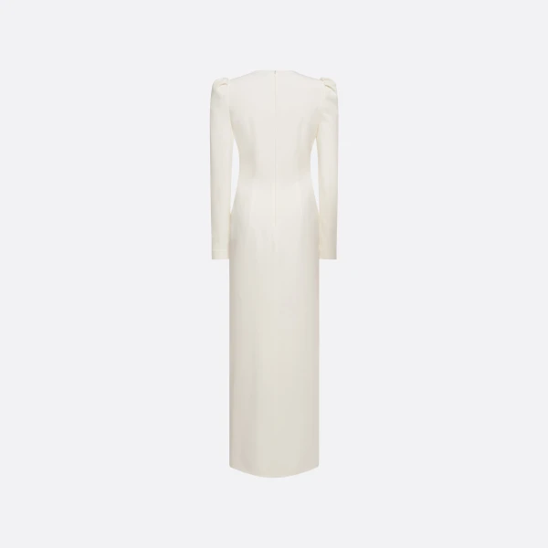 Alessandra Rich Cady Evening Dress with Front Split in White, view 5