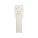 Alessandra Rich Cady Evening Dress with Front Split in White