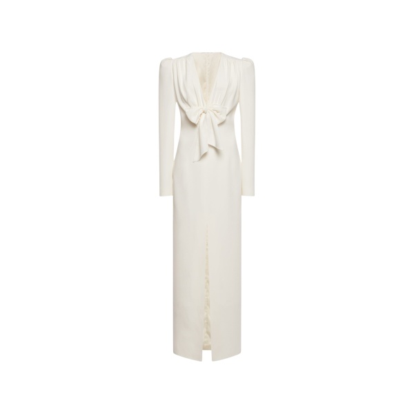 Alessandra Rich Cady Evening Dress with Front Split in White