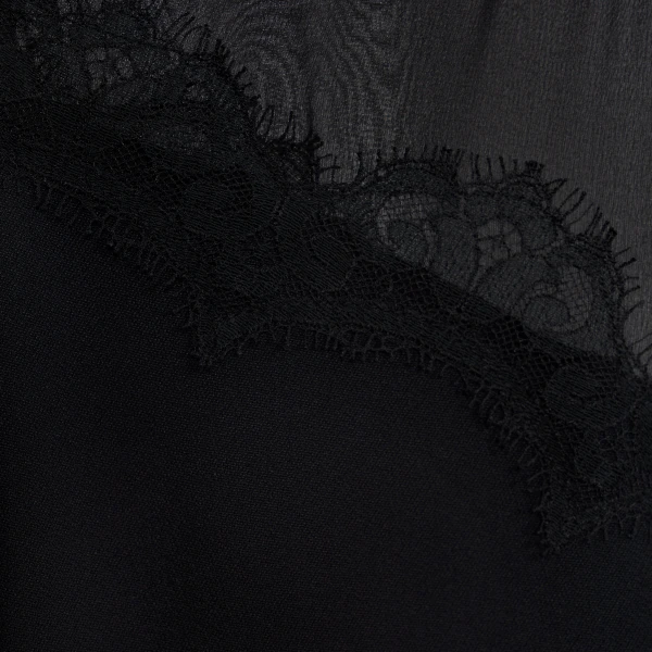 Alessandra Rich Cady and Silk Georgette Midi Dress in Black, view 6