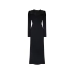 Alessandra Rich Cady and Silk Georgette Midi Dress in Black