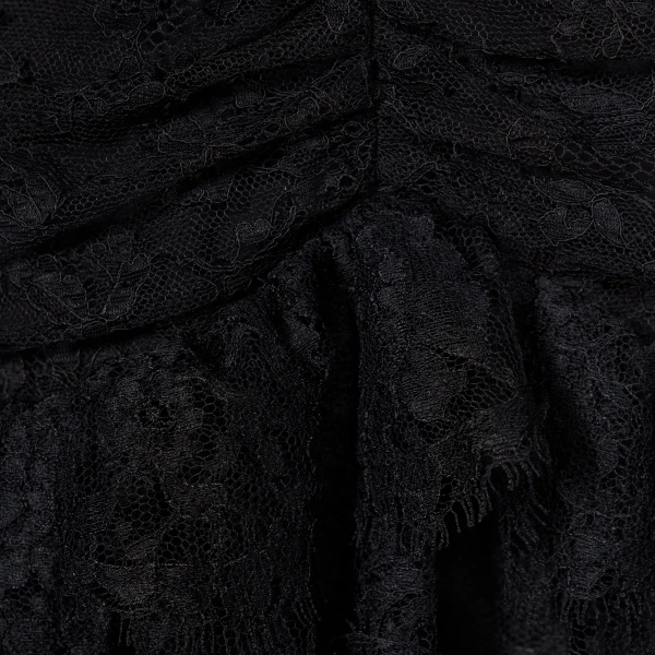 Alessandra Rich Chantilly Lace Halterneck Evening Dress in Black, view 6