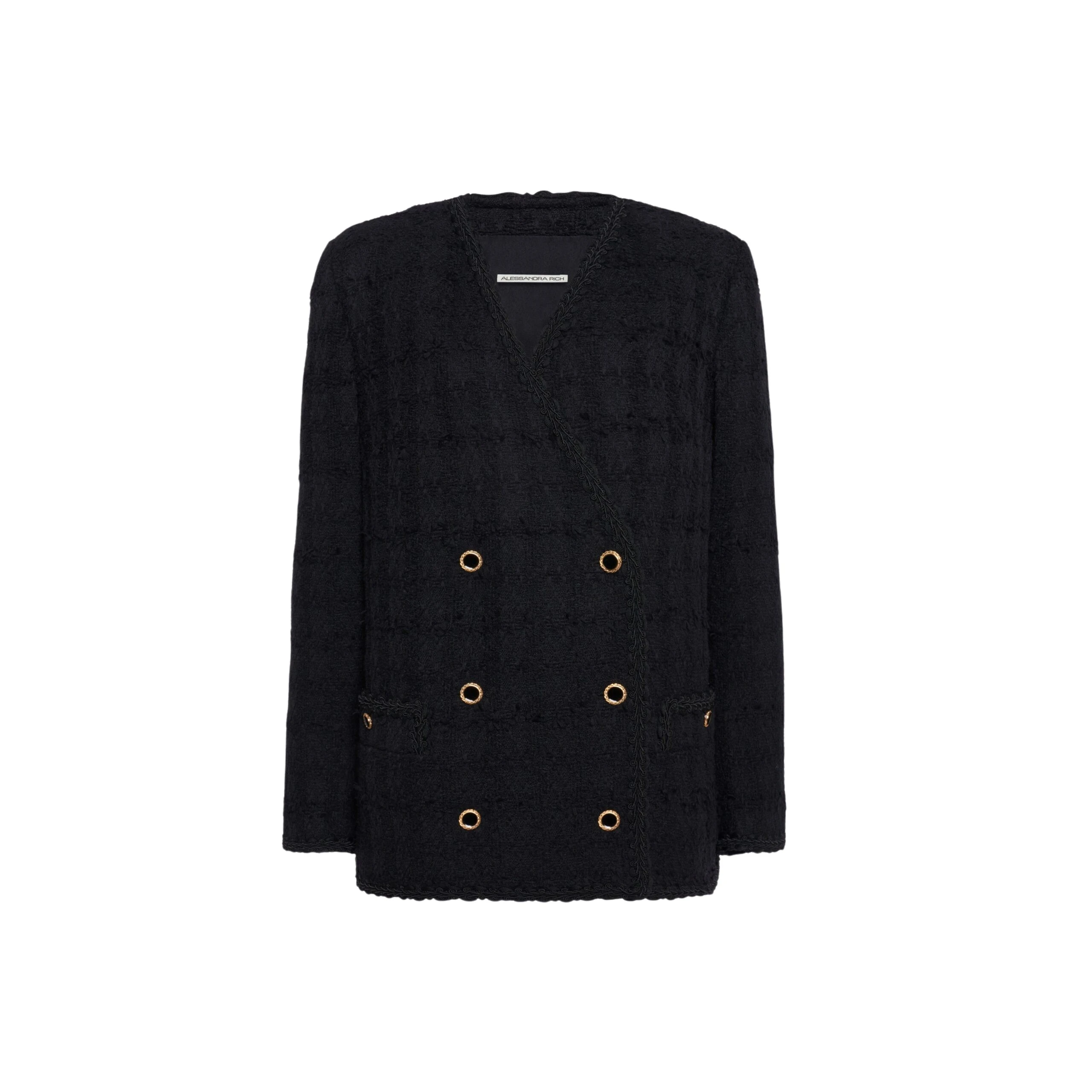 Alessandra-Rich-Check-Tweed-Boucle-Double-Breasted-Jacket-in-Black-scaled16527_nobg Alessandra Rich Check Tweed Bouclé Double Breasted Jacket in Black