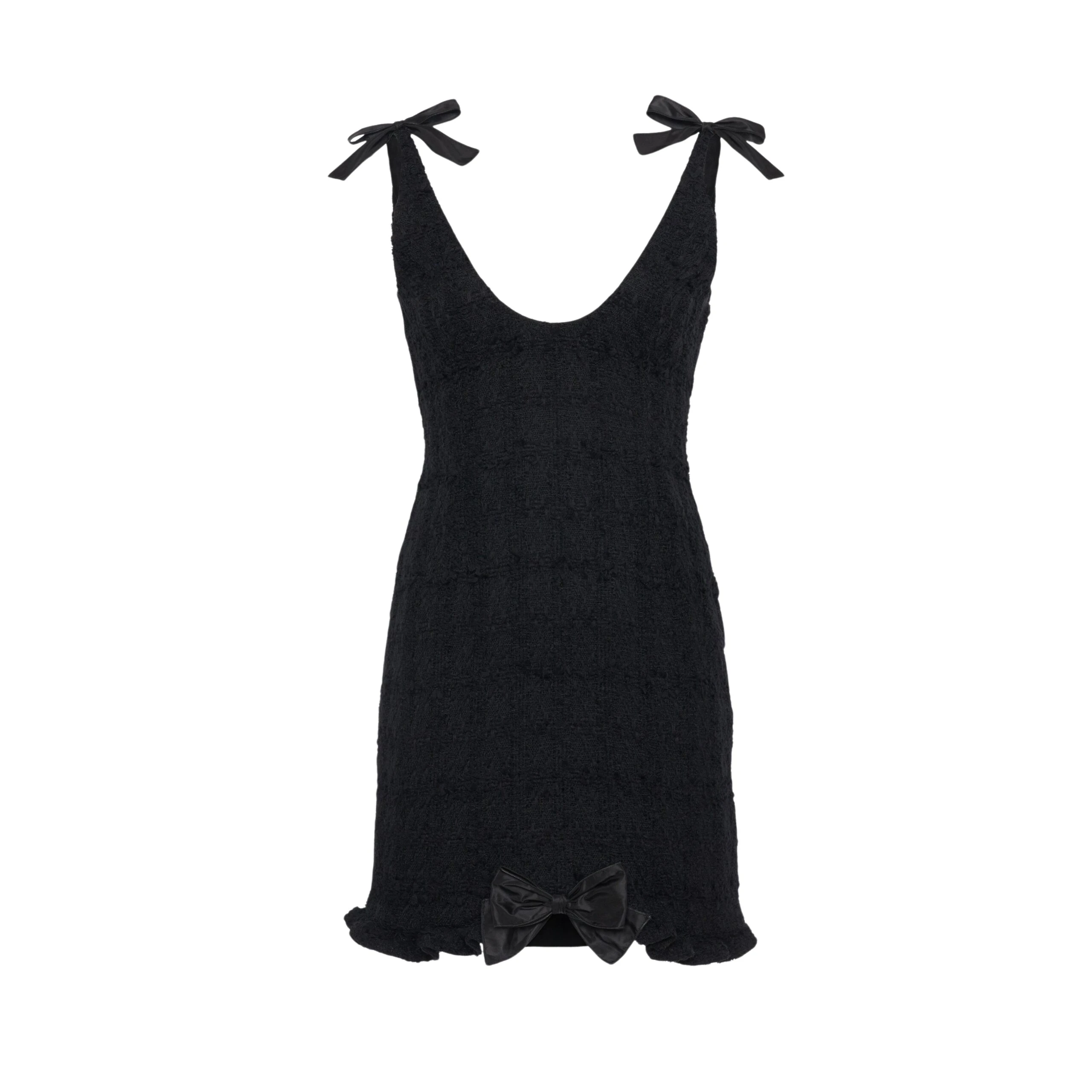 Alessandra-Rich-Check-Tweed-Boucle-Mini-Dress-with-Bows-in-Black-scaled91121_nobg Alessandra Rich Check Tweed Bouclé Mini Dress with Bows in Black