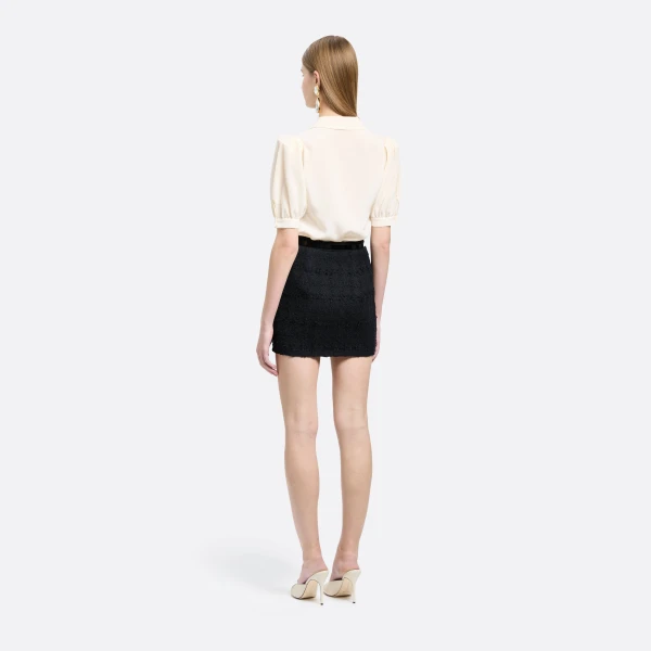 Alessandra Rich Check Tweed Bouclé Mini Skirt in Black, view 4