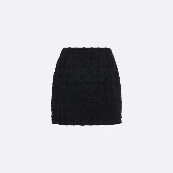 Alessandra Rich Check Tweed Bouclé Mini Skirt in Black, view 5