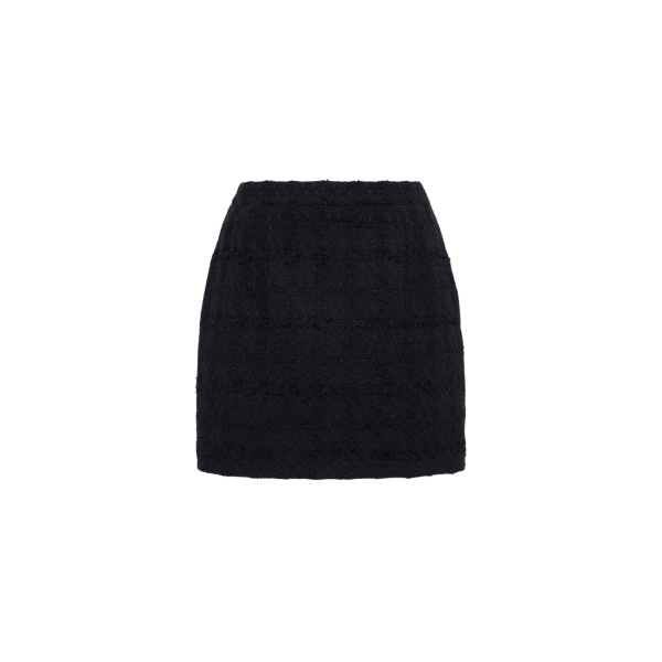Alessandra Rich Check Tweed Bouclé Mini Skirt in Black