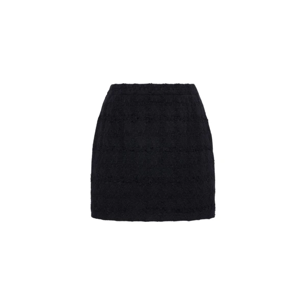 Alessandra Rich Check Tweed Bouclé Mini Skirt in Black