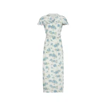 Alessandra Rich Floral-Print Silk Midi Dress in White and Multi