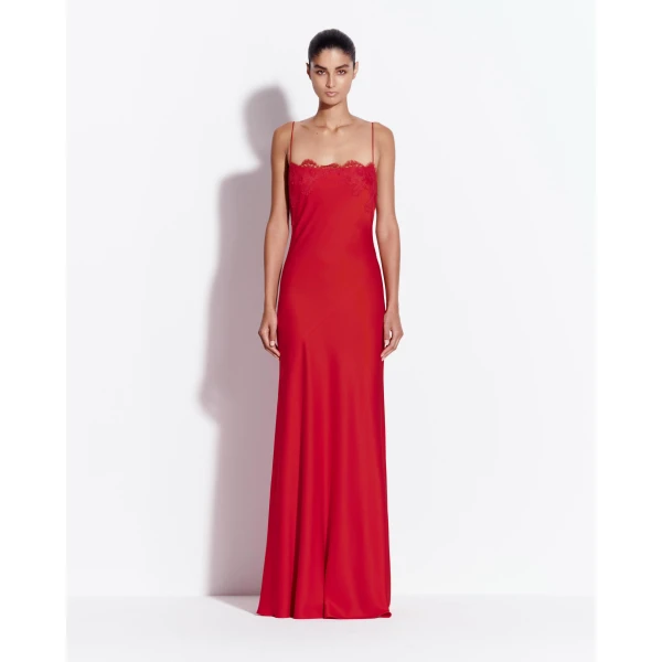 Alex Perry Bias Gown in Satin Crepe, Red, view 2