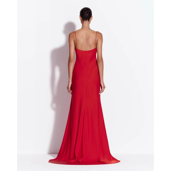 Alex Perry Bias Gown in Satin Crepe, Red, view 3
