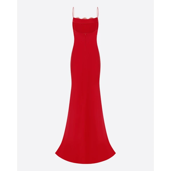 Alex Perry Bias Gown in Satin Crepe, Red, view 4
