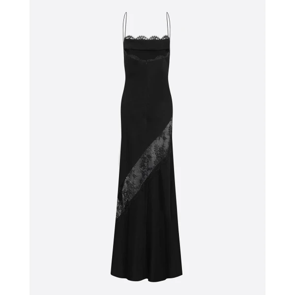 Alex Perry Bias Slip Gown in Satin Crepe, Black, view 5