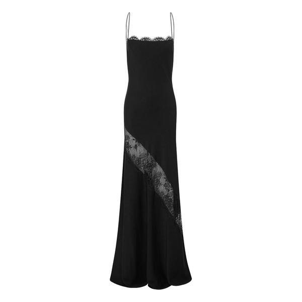 Alex Perry Bias Slip Gown in Satin Crepe, Black