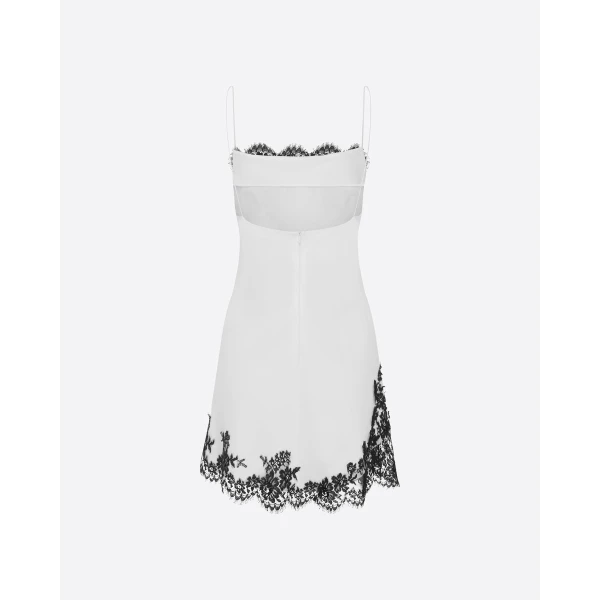 Alex Perry Bias Slip Mini Dress in Satin Crepe, White, view 4