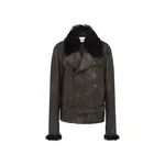 Alex Perry Biker Jacket in Leather, Dark Brown