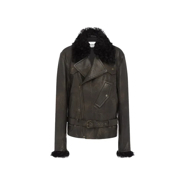 Alex Perry Biker Jacket in Leather, Dark Brown