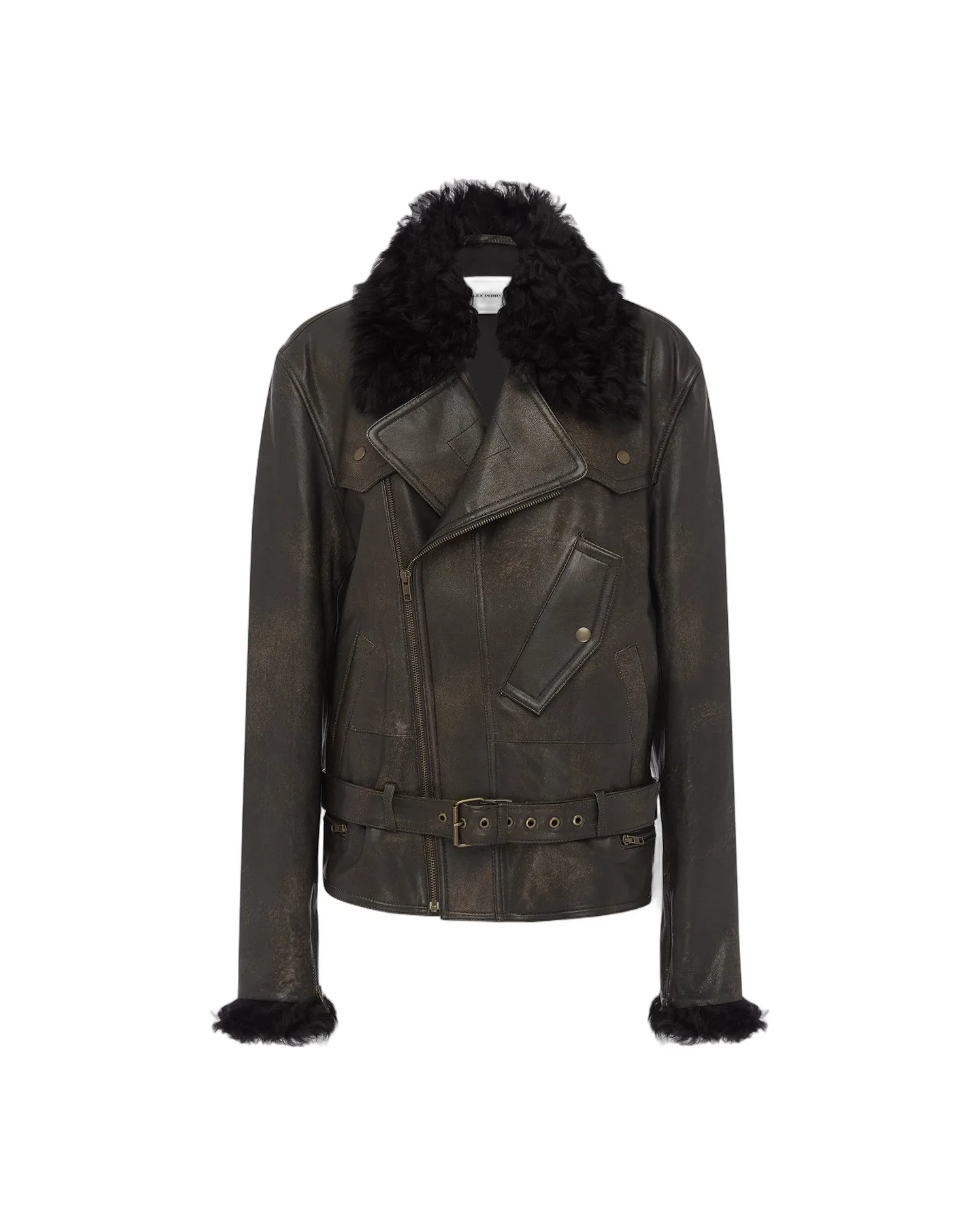 Alex Perry Biker Jacket in Leather Alex Perry Biker Jacket in Leather, Dark Brown