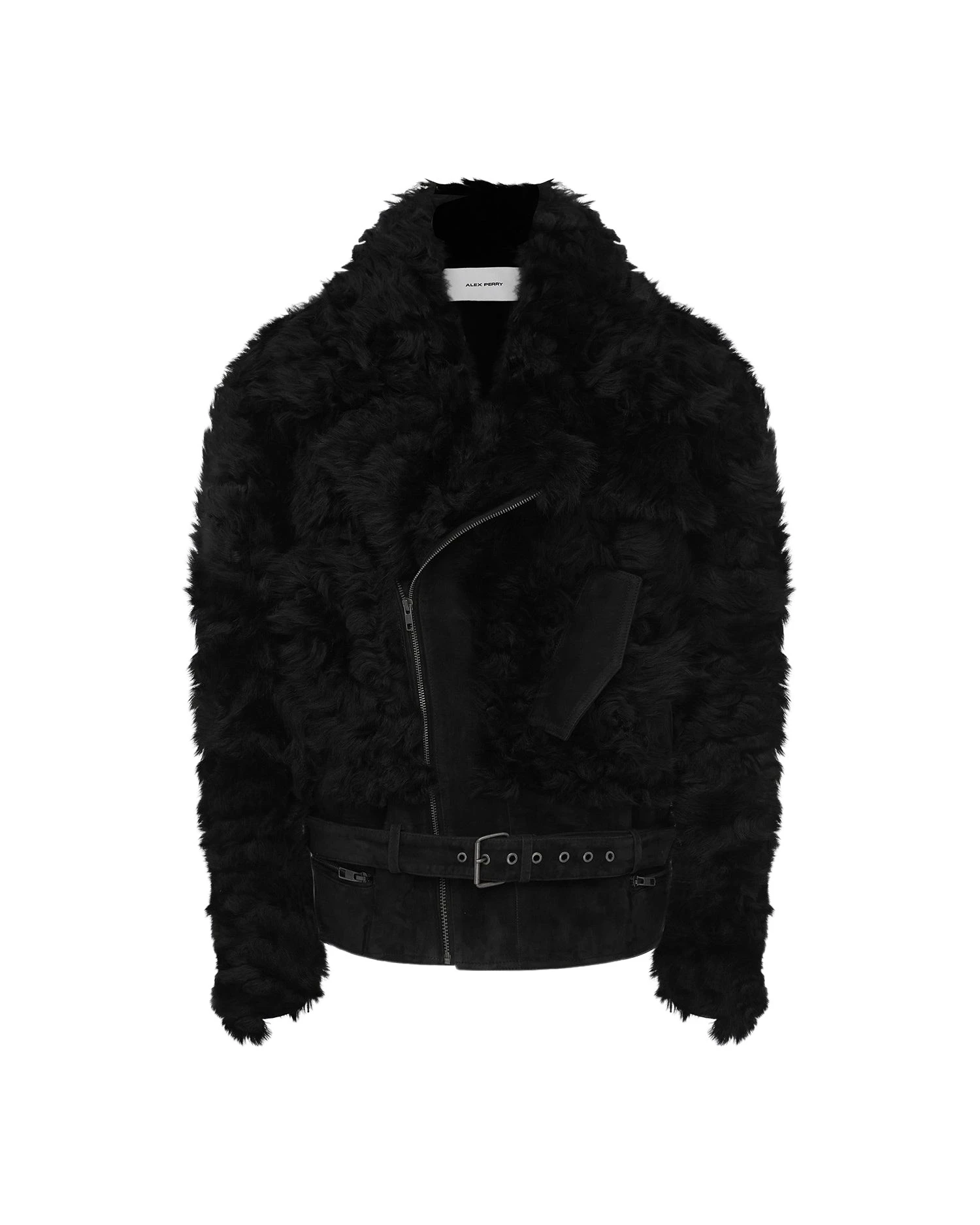 Alex-Perry-Biker-Jacket-in-Shearling-Suede-Black80093_nobg Alex Perry Biker Jacket in Shearling Suede, Black
