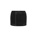 Alex Perry Biker Mini Skirt in Suede, Black