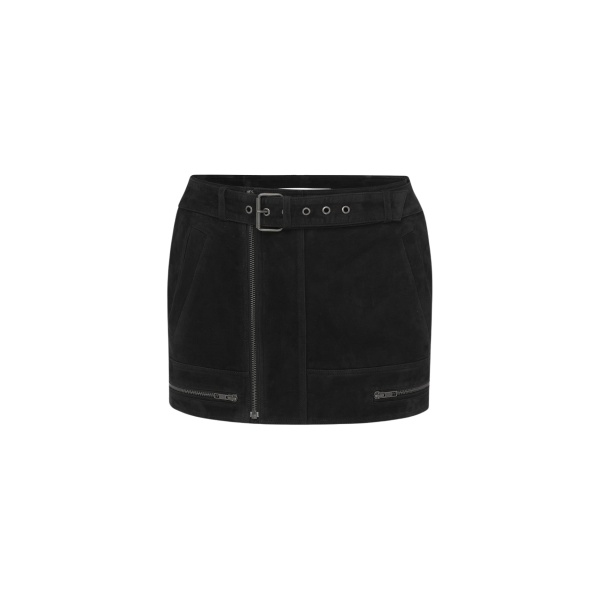 Alex Perry Biker Mini Skirt in Suede, Black