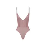 Alex Perry Bikini Bodysuit in Crystal Mesh, Dusty Rose
