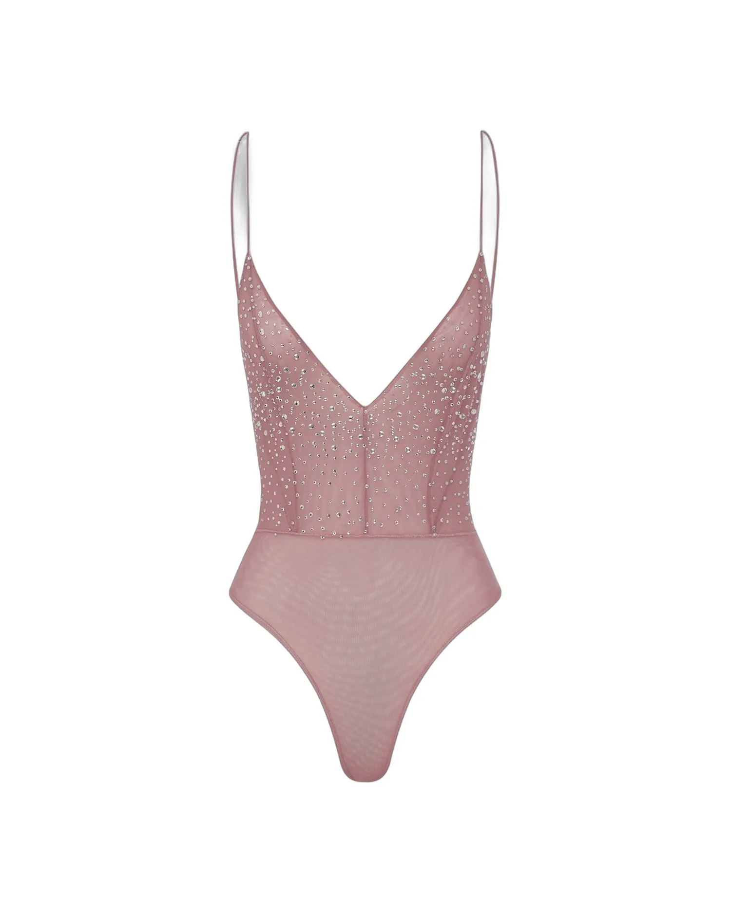 Alex Perry Bikini Bodysuit in Crystal Mesh Alex Perry Bikini Bodysuit in Crystal Mesh, Dusty Rose