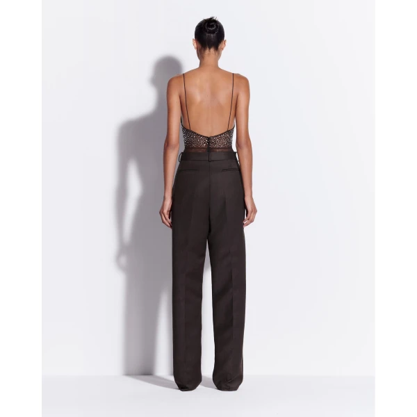 Alex Perry Bikini Bodysuit in Crystal Mesh, Espresso, view 3
