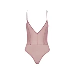 Alex Perry Bikini Bodysuit in Fine Mesh, Dusty Rose