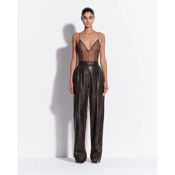 Alex Perry Bikini Bodysuit in Fine Mesh, Espresso, view 2