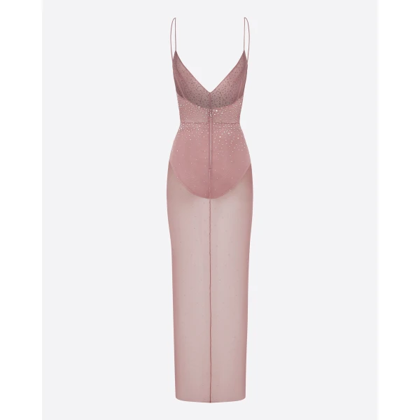 Alex Perry Bikini Column in Crystal Mesh, Dusty Rose, view 5