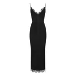 Alex Perry Bikini Dress in Suede with Lace Trim, Black