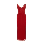 Alex Perry Bikini Dress in Suede with Lace Trim, Red