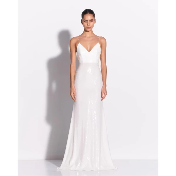 Alex Perry Bikini Gown in Sequin, White, view 2