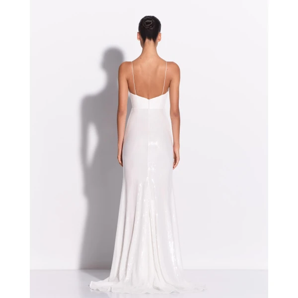 Alex Perry Bikini Gown in Sequin, White, view 3